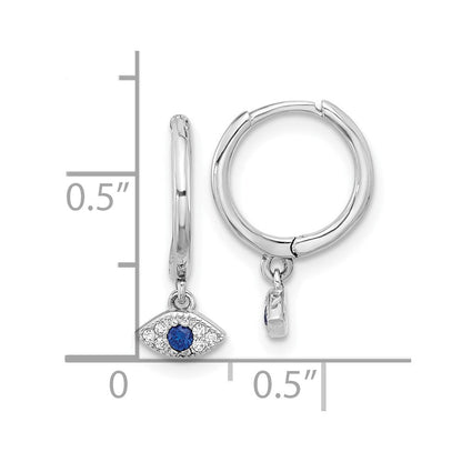 Sterlingsilber Rhodiniert Blau & Weiß Zirkonia Böse Auge Hängend Creolen