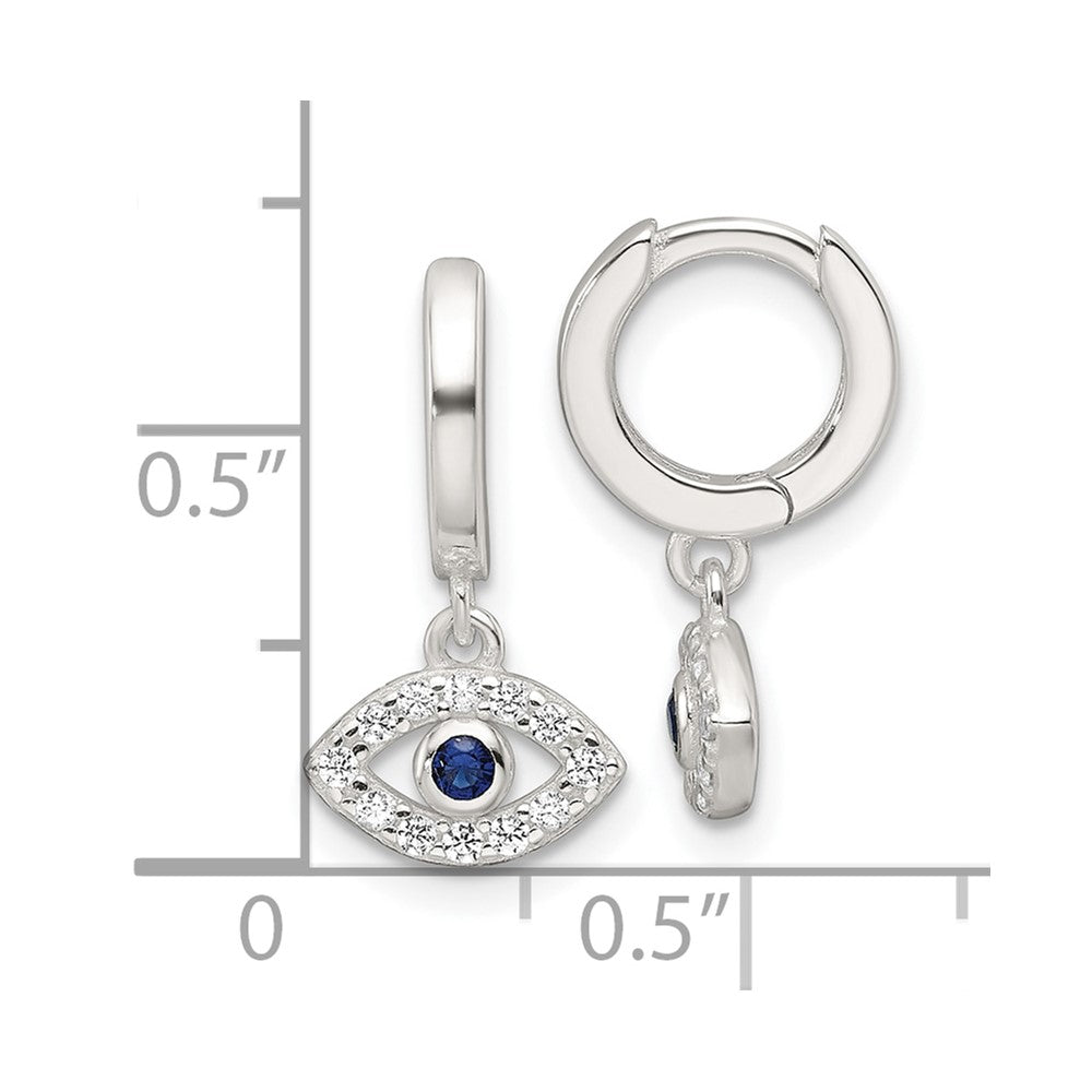 Sterlingsilber E-coating Blau & Weiß Zirkonia Böse Auge Hängend Creolen
