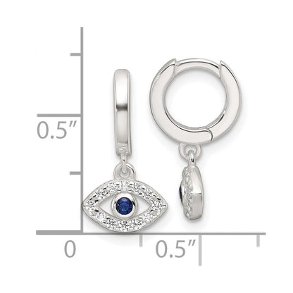 Sterlingsilber E-coating Blau & Weiß Zirkonia Böse Auge Hängend Creolen