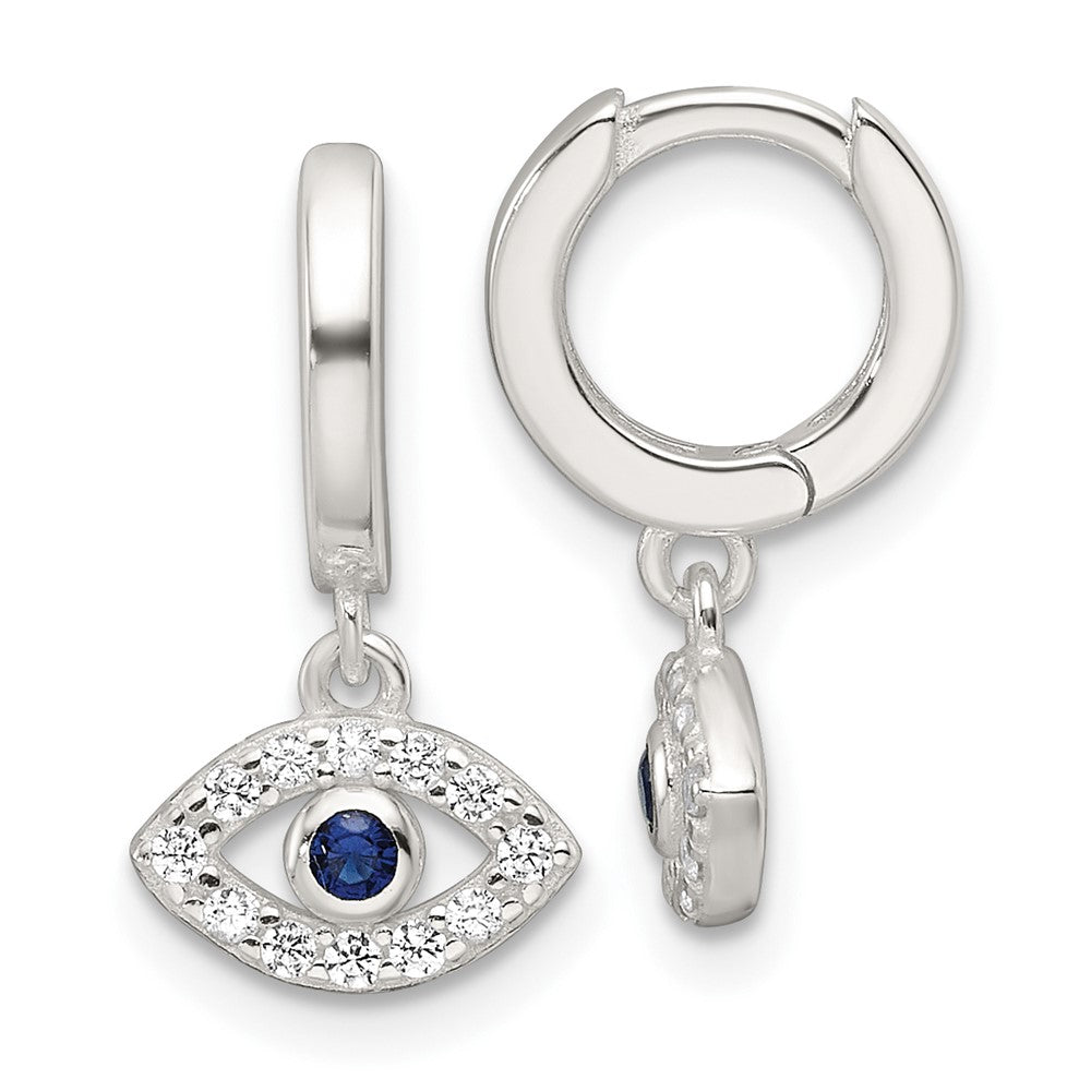 Sterlingsilber E-coating Blau & Weiß Zirkonia Böse Auge Hängend Creolen