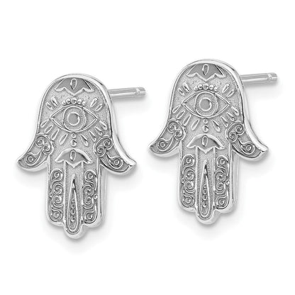 Sterlingsilber Poliert Designed Hamsa Ohrstecker