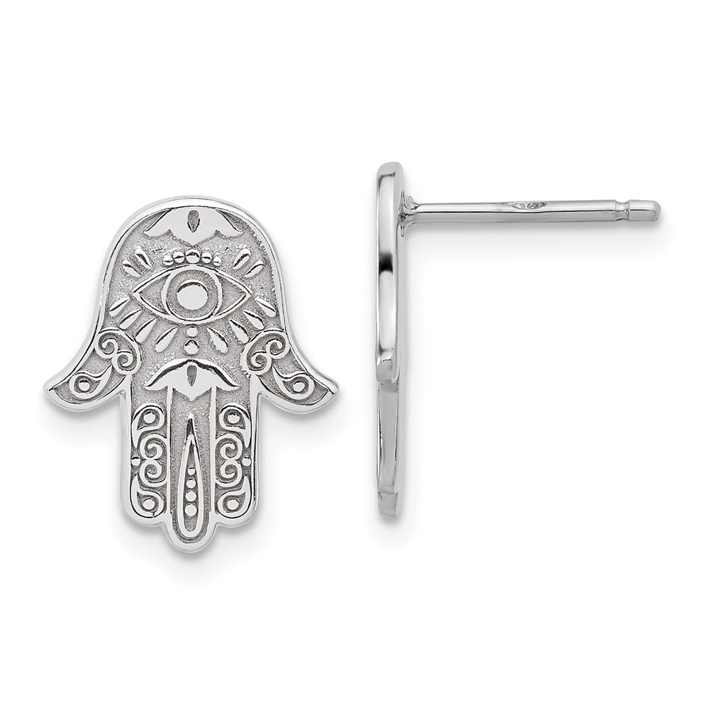 Sterlingsilber Poliert Designed Hamsa Ohrstecker