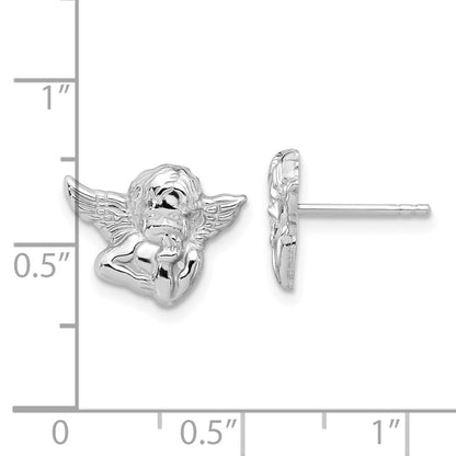 Sterlingsilber Poliert & Strukturiert Cherub Ohrstecker