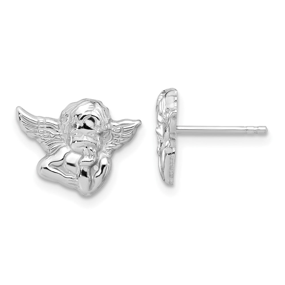 Sterlingsilber Poliert & Strukturiert Cherub Ohrstecker