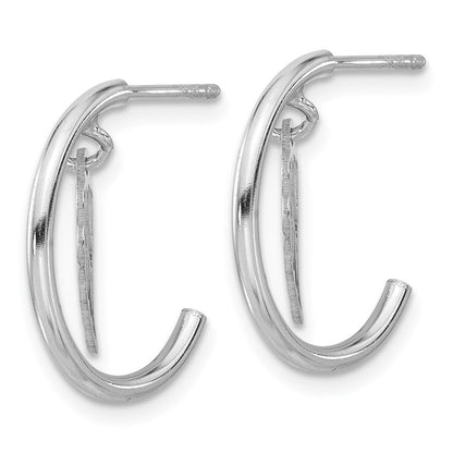 Sterlingsilber Rhodiniert Poliert Flügel Hängend Stecker C- Creolen