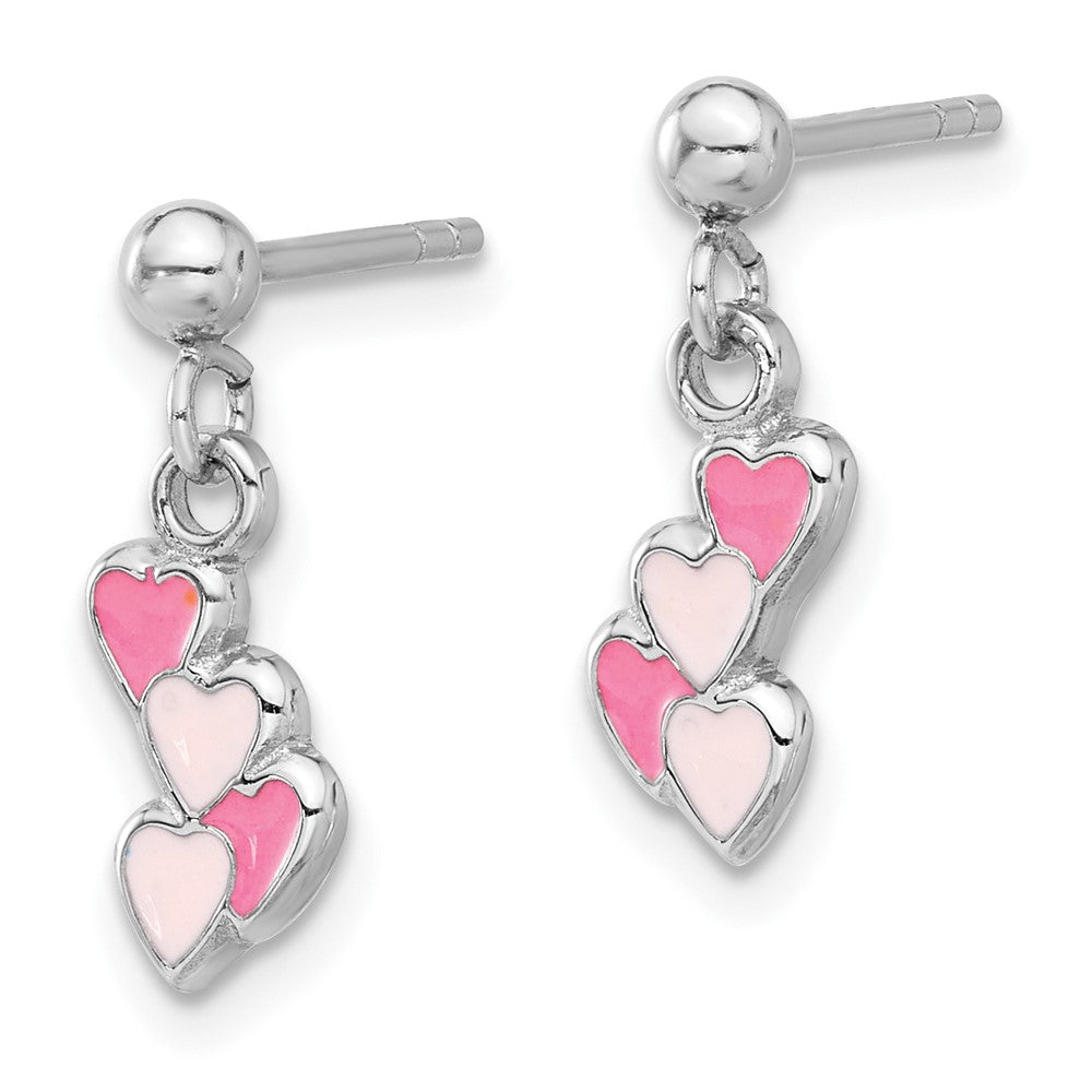 Sterlingsilber Rhodiniert Rosa Emailliert Herzen Stecker Ohrhänger