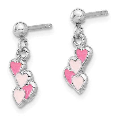 Sterlingsilber Rhodiniert Rosa Emailliert Herzen Stecker Ohrhänger