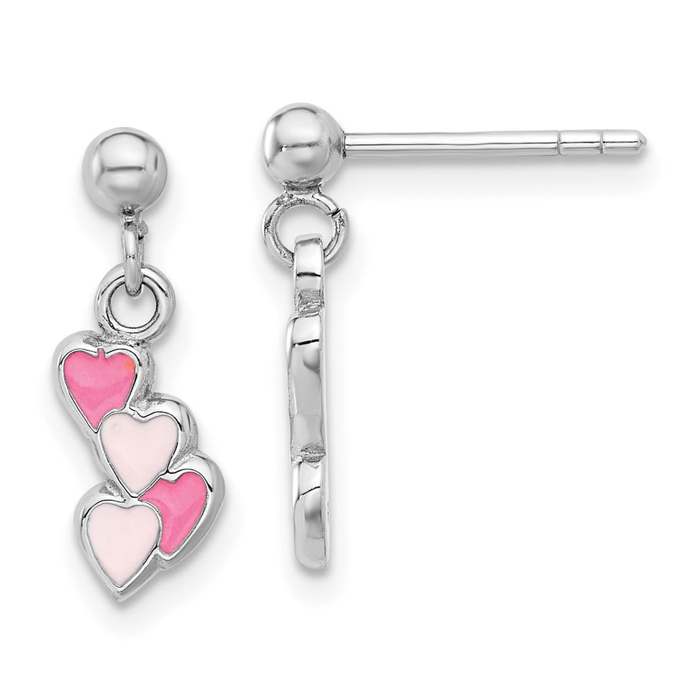 Sterlingsilber Rhodiniert Rosa Emailliert Herzen Stecker Ohrhänger