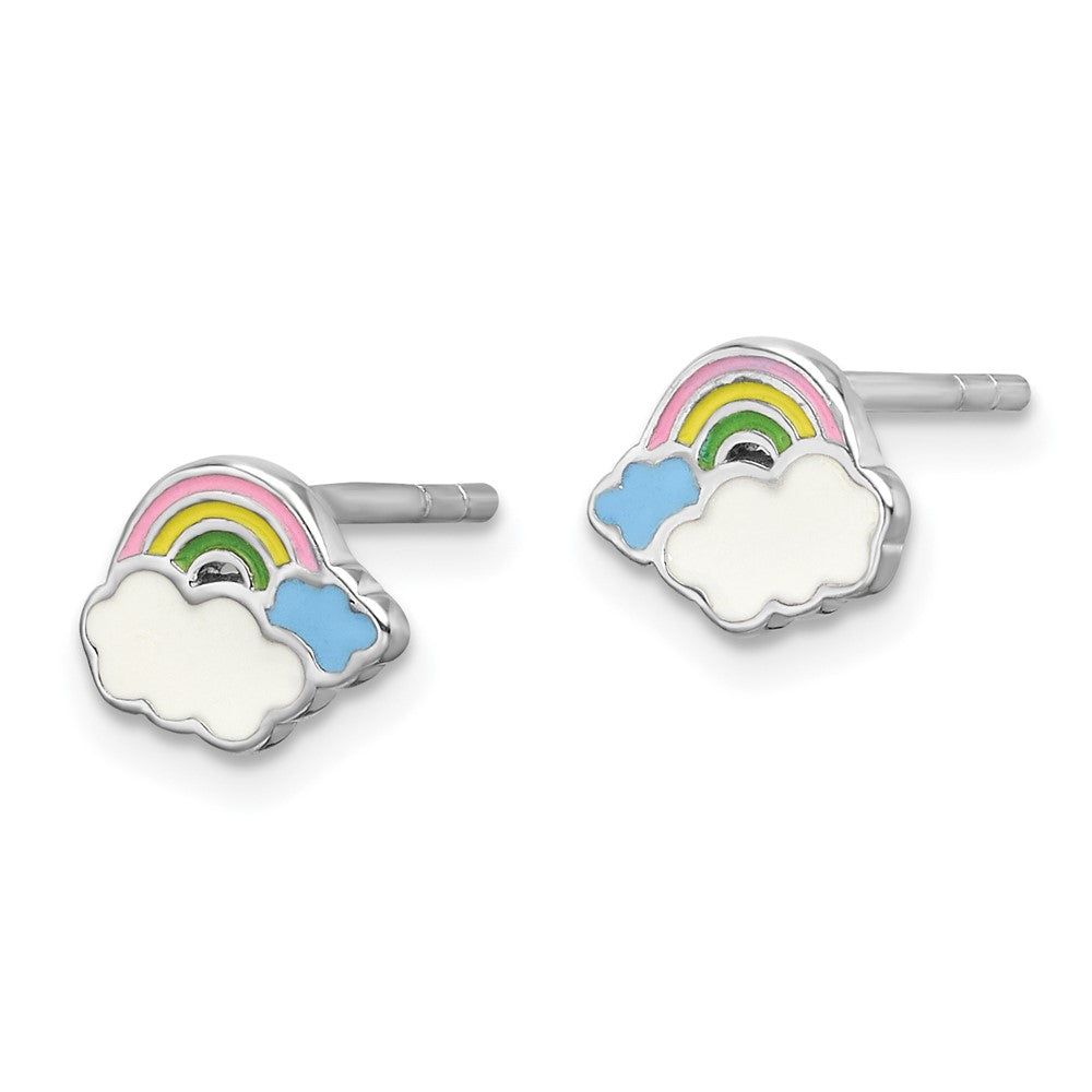 Sterlingsilber Rhodiniert Emaille Regenbogen Kinder Ohrstecker
