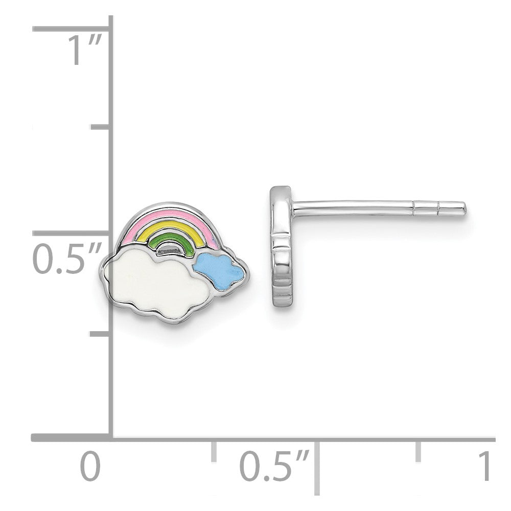 Sterlingsilber Rhodiniert Emaille Regenbogen Kinder Ohrstecker