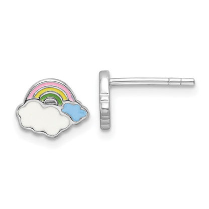 Sterlingsilber Rhodiniert Emaille Regenbogen Kinder Ohrstecker