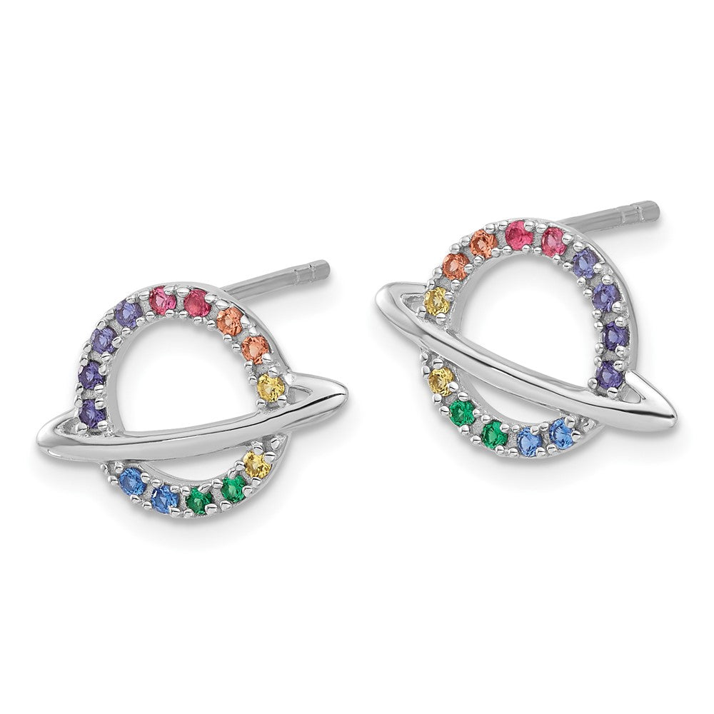 Sterlingsilber Rhodiniert Mehrfarbig Kristall Planet Kinder Stecker Ohrring