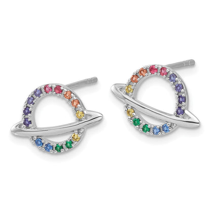 Sterlingsilber Rhodiniert Mehrfarbig Kristall Planet Kinder Stecker Ohrring