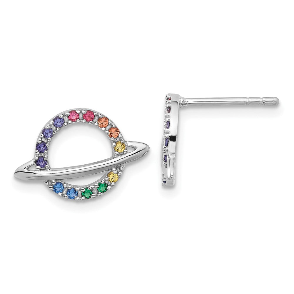Sterlingsilber Rhodiniert Mehrfarbig Kristall Planet Kinder Stecker Ohrring