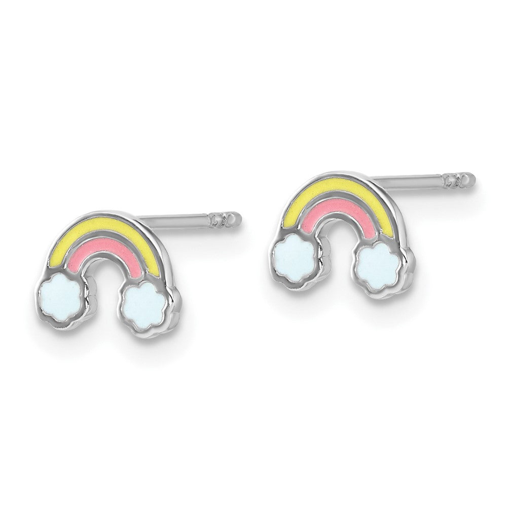 Sterlingsilber Rhodiniert Emailliert Regenbogen Kinder Ohrstecker