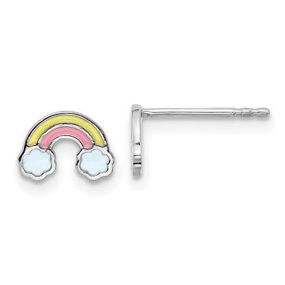 Sterlingsilber Rhodiniert Emailliert Regenbogen Kinder Ohrstecker