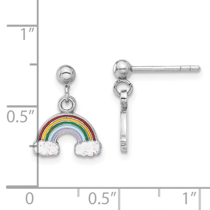 Sterlingsilber Rhodiniert Emailliert Glitzer Regenbogen Stecker Ohrhänger