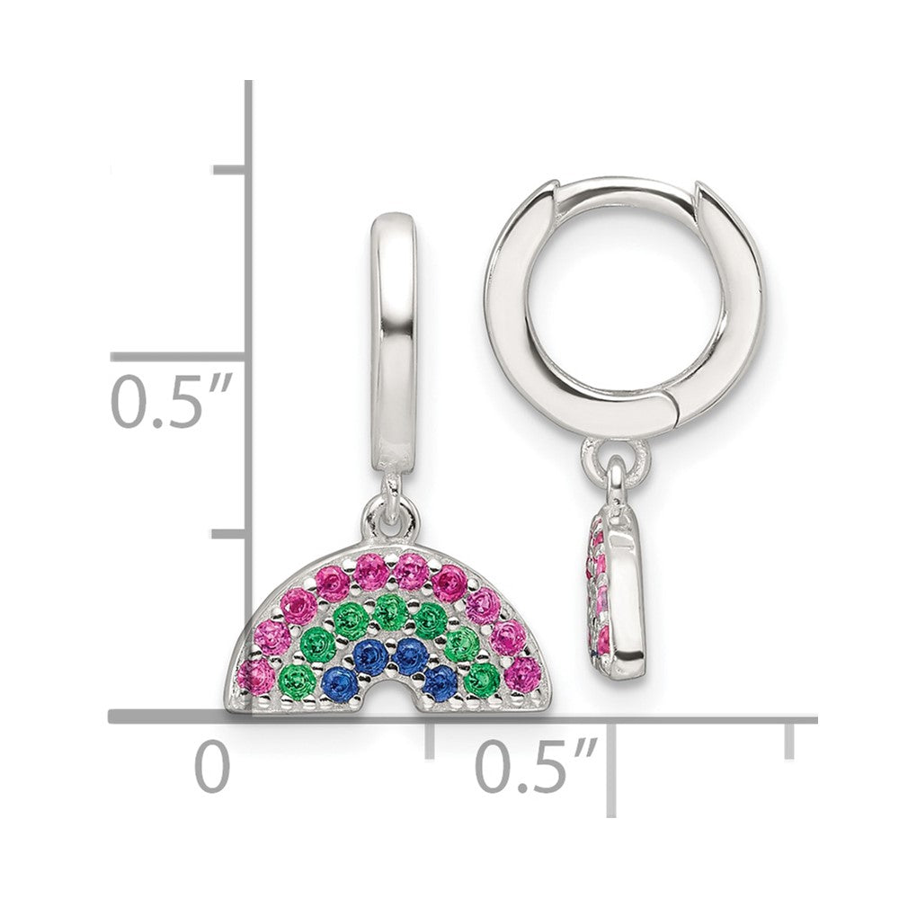 Sterlingsilber E-coating Mehrfarbig Zirkonia Hängend Regenbogen Creolen