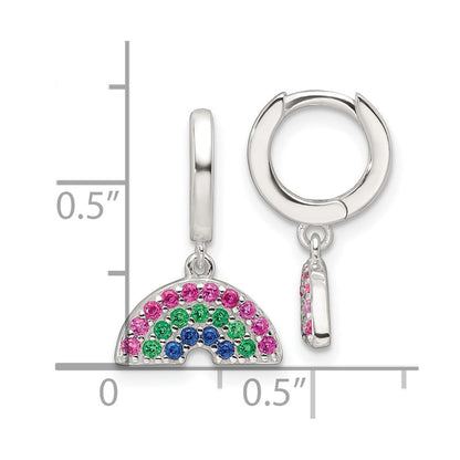 Sterlingsilber E-coating Mehrfarbig Zirkonia Hängend Regenbogen Creolen