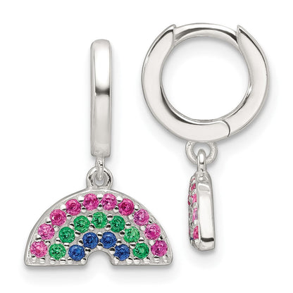 Sterlingsilber E-coating Mehrfarbig Zirkonia Hängend Regenbogen Creolen