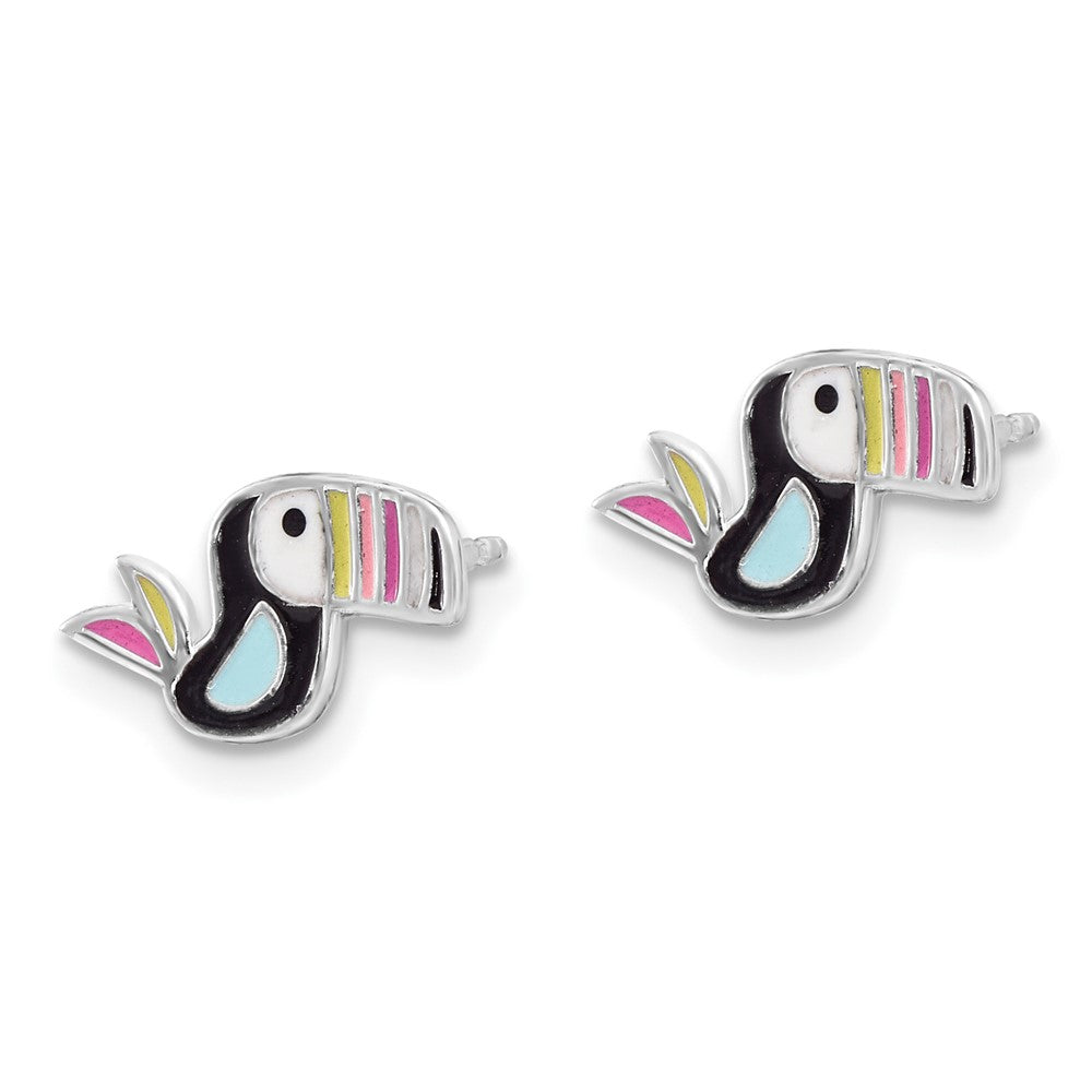 Sterlingsilber Rhodiniert Emailliert Toucan Vogel Kinder Ohrstecker