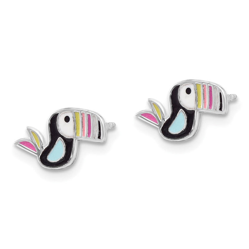 Sterlingsilber Rhodiniert Emailliert Toucan Vogel Kinder Ohrstecker