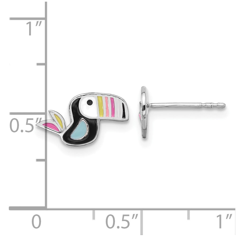 Sterlingsilber Rhodiniert Emailliert Toucan Vogel Kinder Ohrstecker