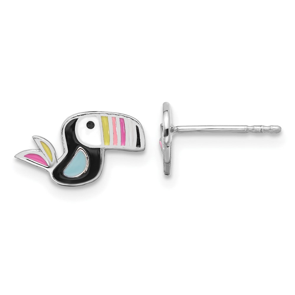 Sterlingsilber Rhodiniert Emailliert Toucan Vogel Kinder Ohrstecker