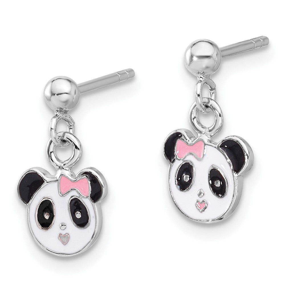 Sterlingsilber Rhodiniert Emailliert Panda Kinder Stecker Ohrhänger