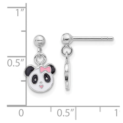 Sterlingsilber Rhodiniert Emailliert Panda Kinder Stecker Ohrhänger