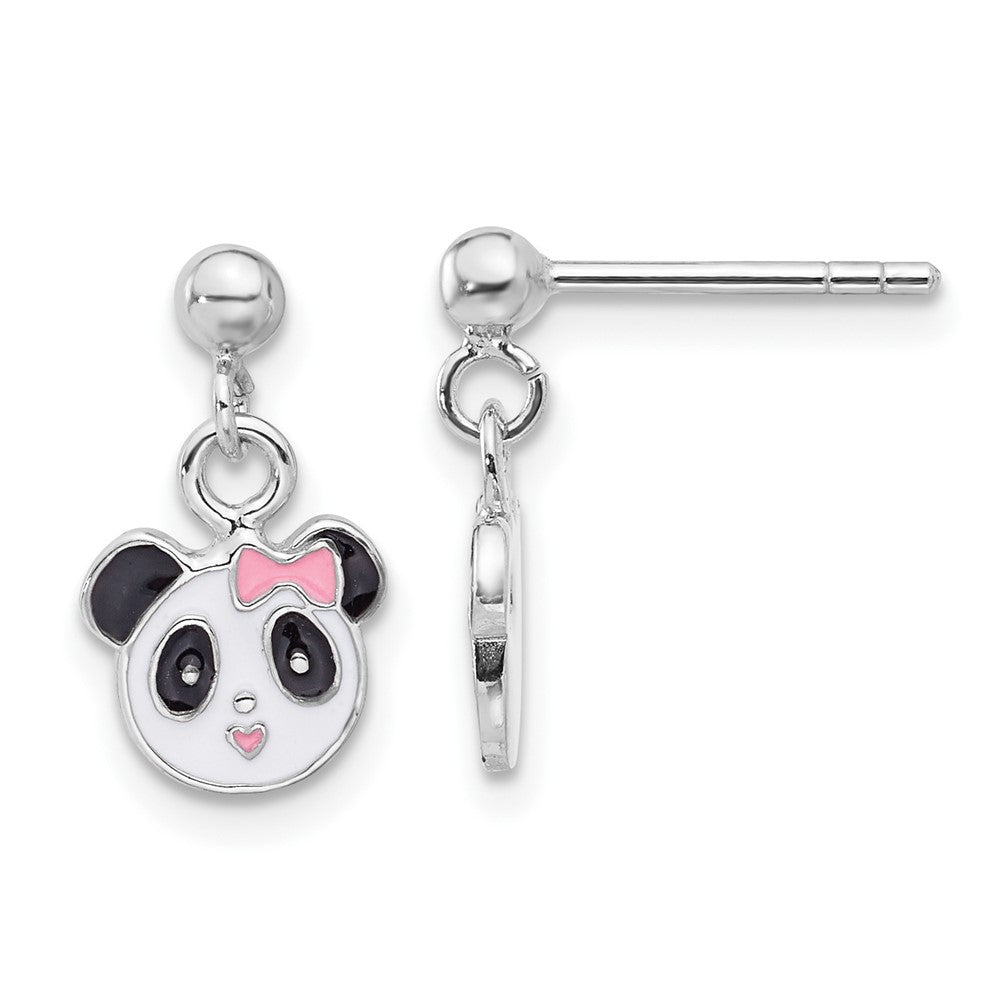 Sterlingsilber Rhodiniert Emailliert Panda Kinder Stecker Ohrhänger