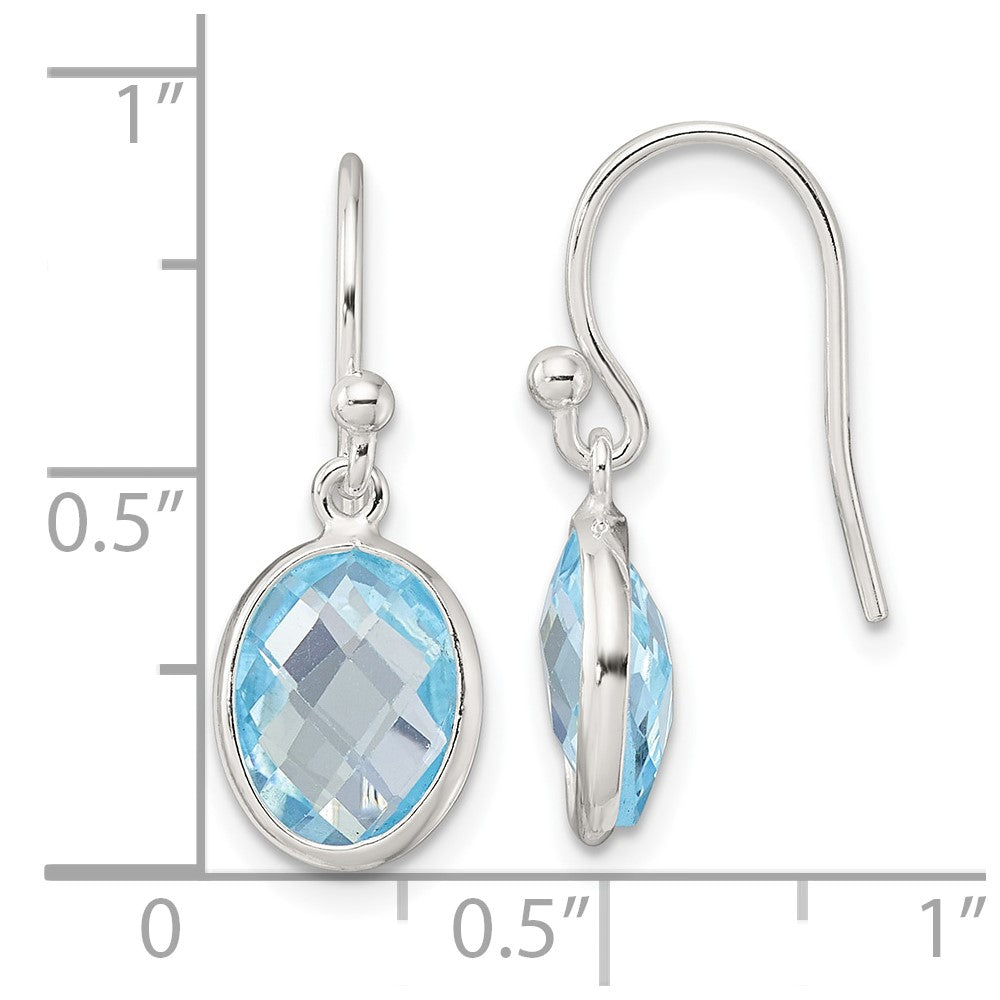 Sterlingsilber Poliert Oval Blautopas Ohrhänger