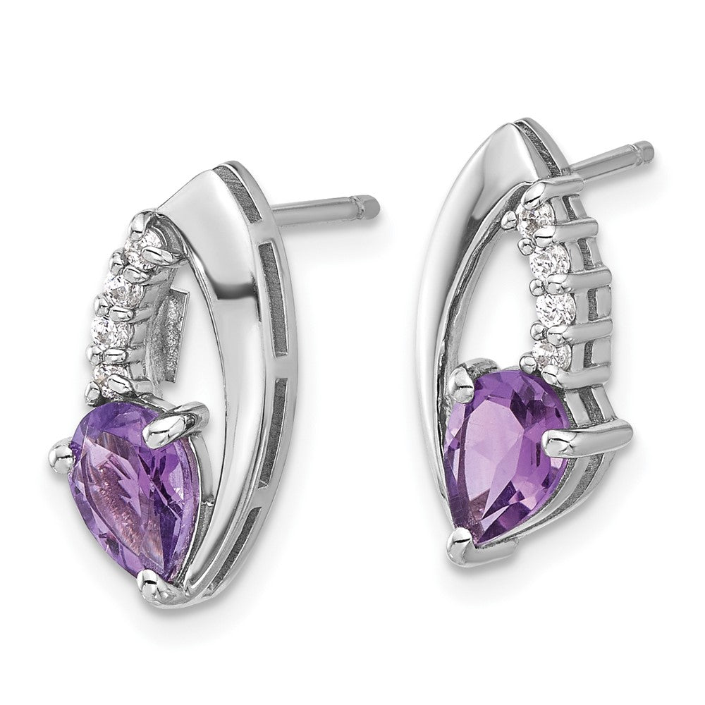 Sterlingsilber Rhodiniert Amethyst und Zirkonia Ohrstecker
