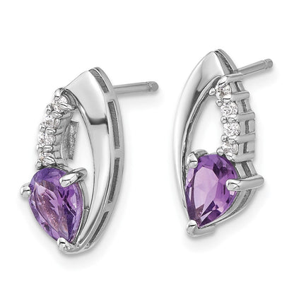 Sterlingsilber Rhodiniert Amethyst und Zirkonia Ohrstecker