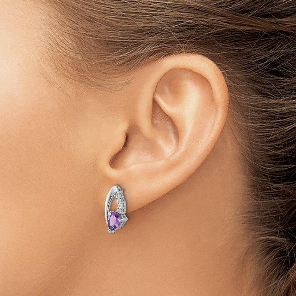 Sterlingsilber Rhodiniert Amethyst und Zirkonia Ohrstecker