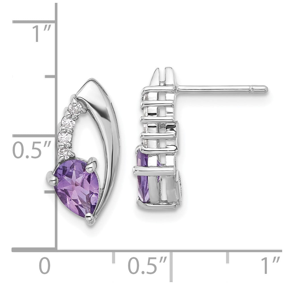 Sterlingsilber Rhodiniert Amethyst und Zirkonia Ohrstecker