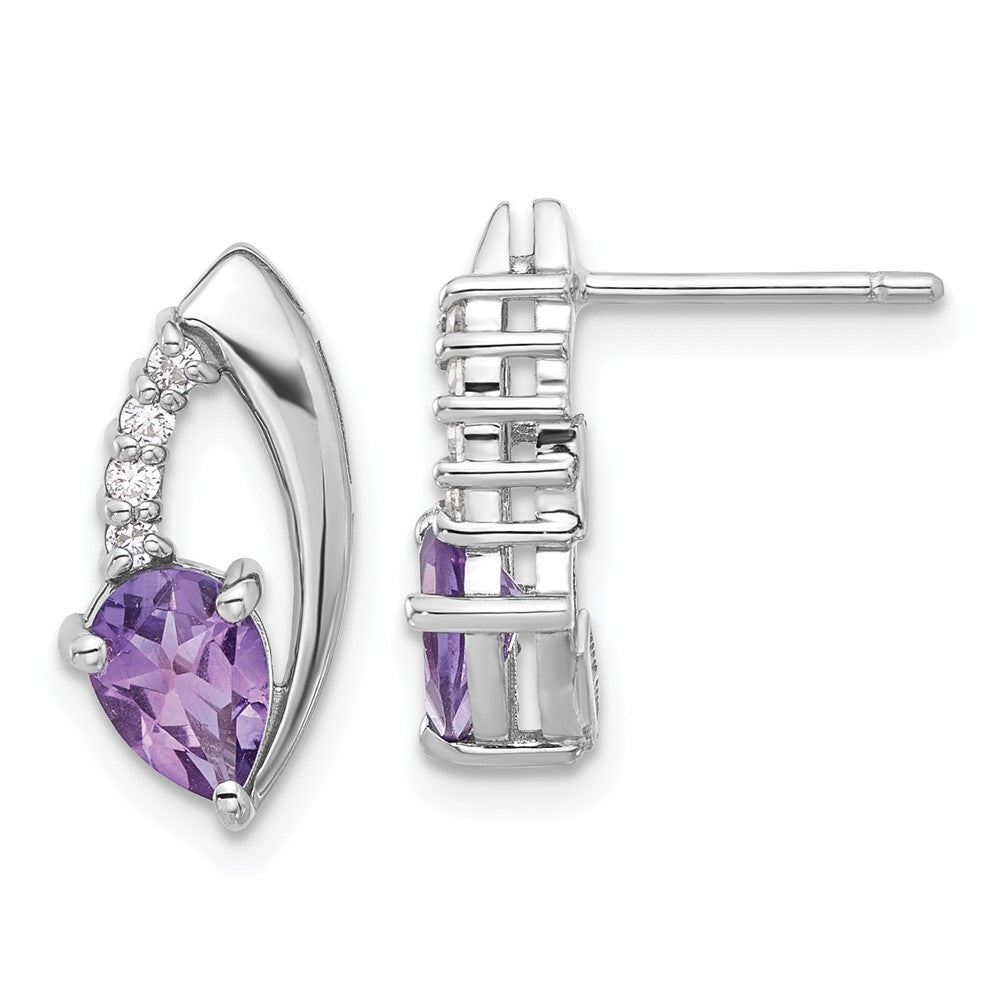 Sterlingsilber Rhodiniert Amethyst und Zirkonia Ohrstecker