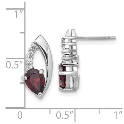 Sterlingsilber Rhodiniert Granat und Zirkonia Ohrstecker