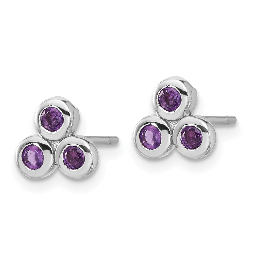 Sterlingsilber Rhodiniert Amethyst Ohrstecker