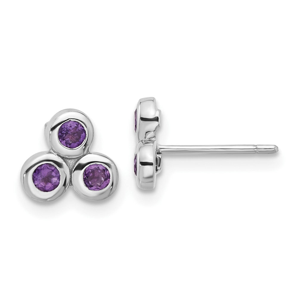 Sterlingsilber Rhodiniert Amethyst Ohrstecker