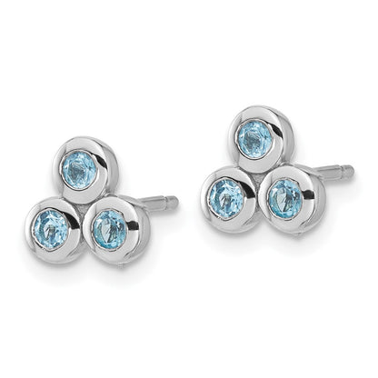Sterlingsilber Rhodiniert Licht Schweizer Blautopas Ohrstecker