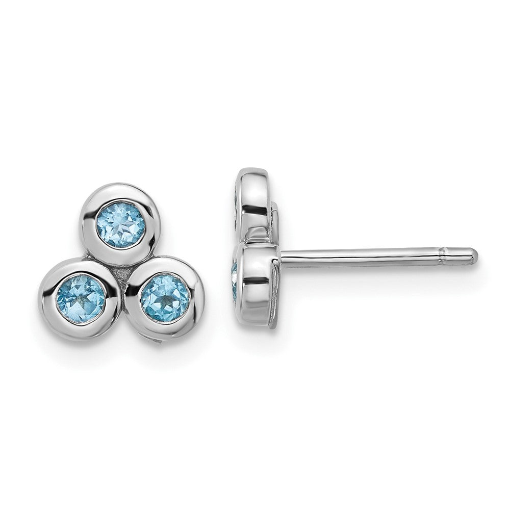 Sterlingsilber Rhodiniert Licht Schweizer Blautopas Ohrstecker