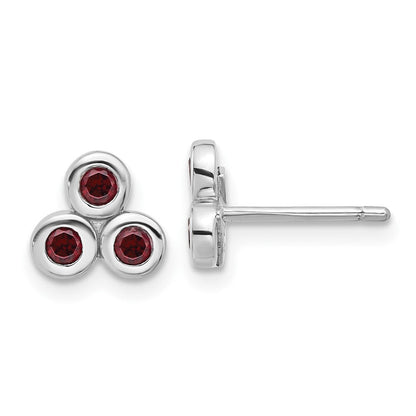 Sterlingsilber Rhodiniert Granat Ohrstecker