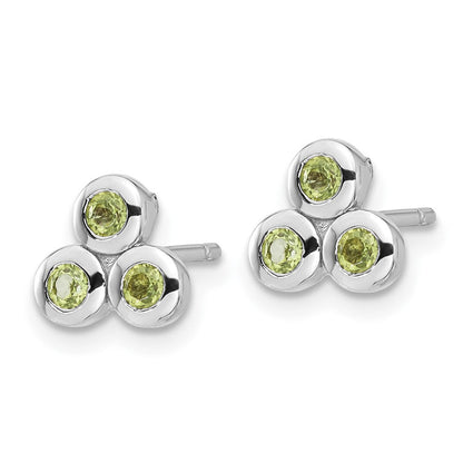 Sterlingsilber Rhodiniert Peridot Ohrstecker