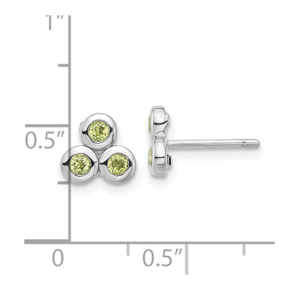Sterlingsilber Rhodiniert Peridot Ohrstecker