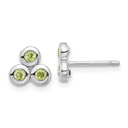 Sterlingsilber Rhodiniert Peridot Ohrstecker