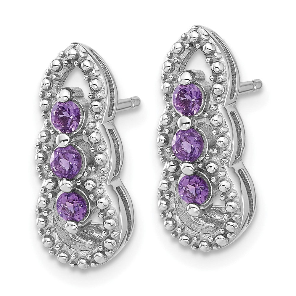 Sterlingsilber Rhodiniert Amethyst Ohrstecker
