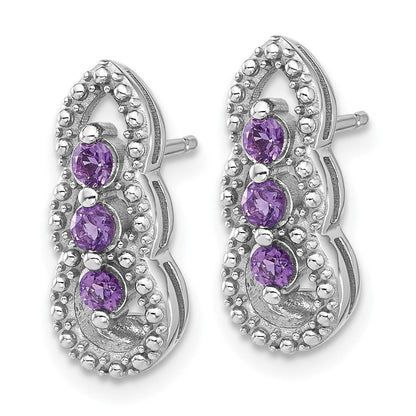 Sterlingsilber Rhodiniert Amethyst Ohrstecker