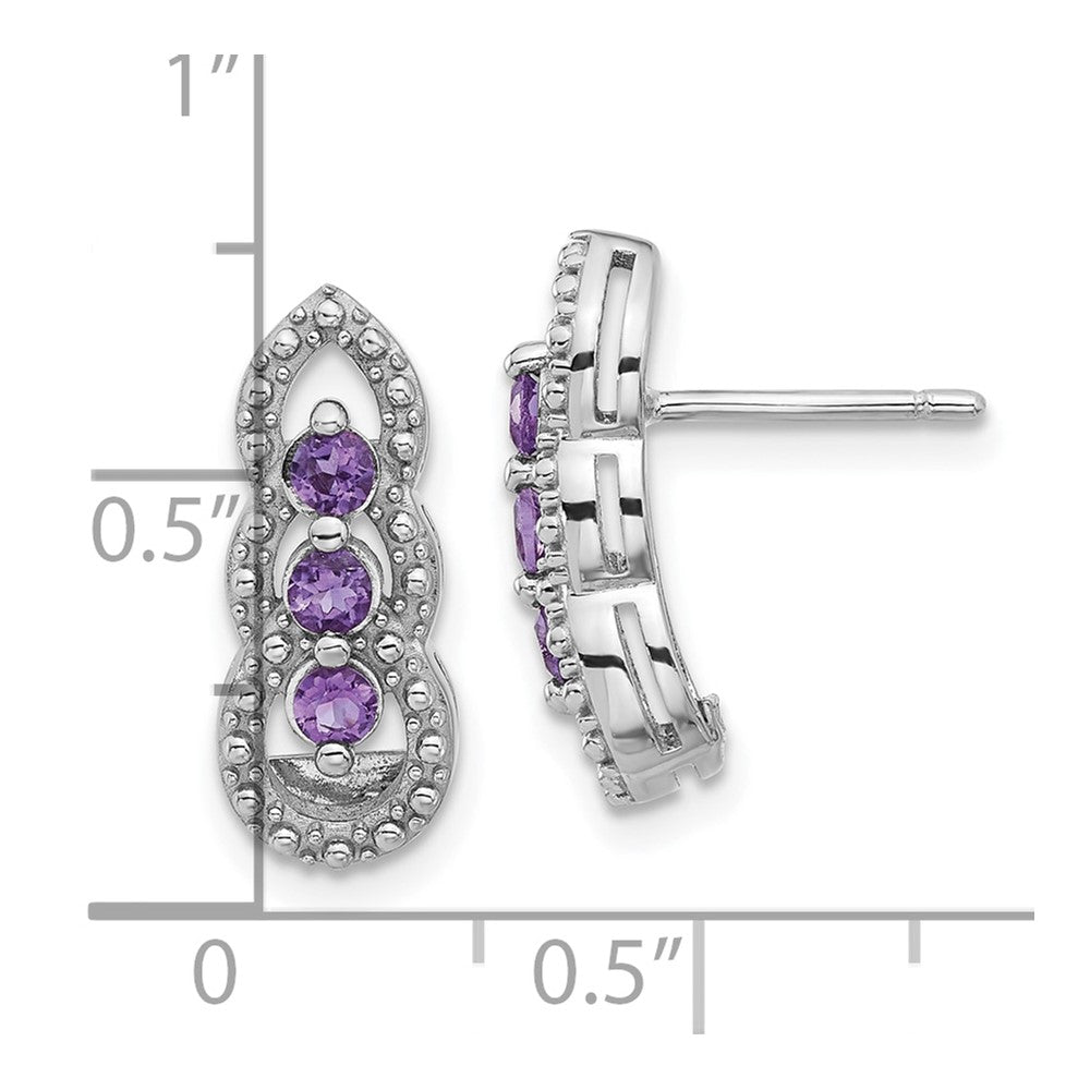 Sterlingsilber Rhodiniert Amethyst Ohrstecker