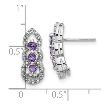 Sterlingsilber Rhodiniert Amethyst Ohrstecker